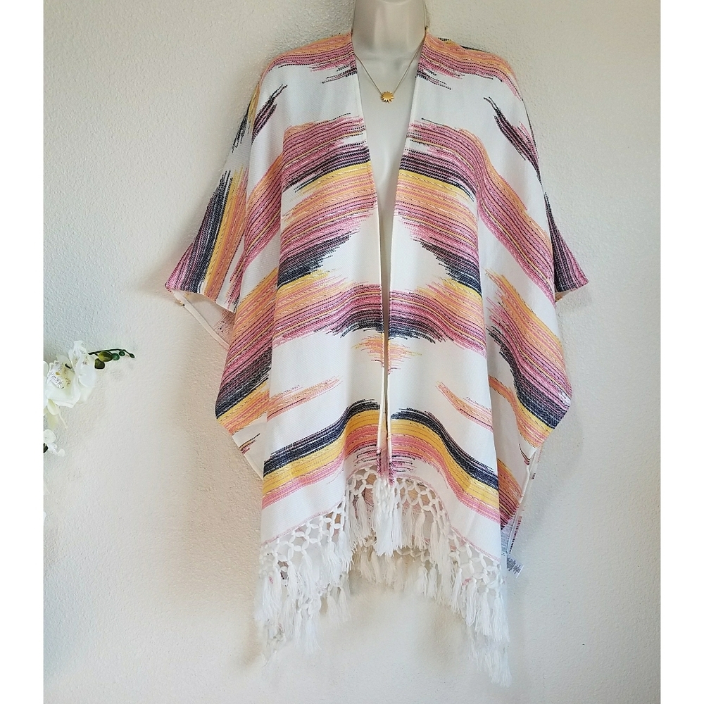 Anthropologie Sunrise Fringe Kimono Cardigan